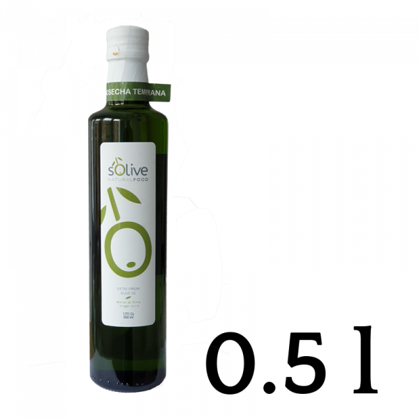 Botella de aceite de oliva de cosecha temprana